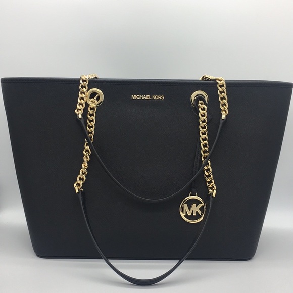MICHAEL KORS SHANIA LARGE EW CHAIN TOTE BLACK - Picture 4 of 8